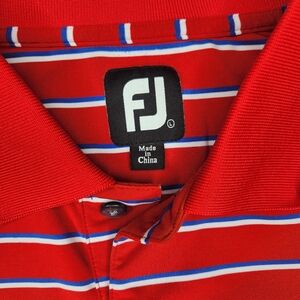 FootJoy Red and White Striped M3ns Large Polo